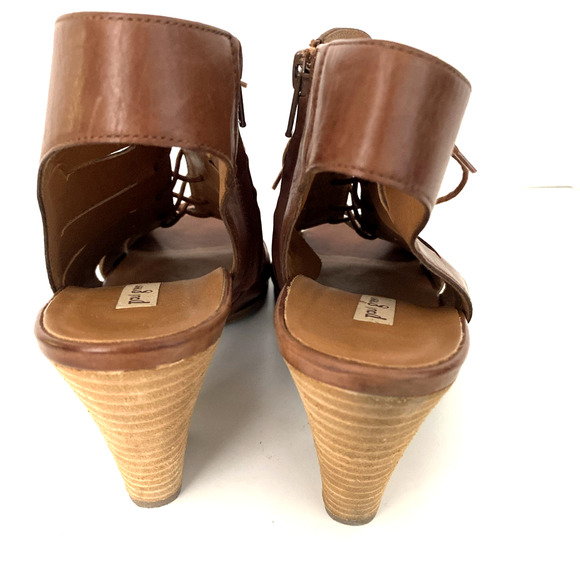 Paul Green Cosmo Peep Toe Bootie Boot Heel Sandal Lace Up Brown Heel 6.5 UK 9 US - Picture 7 of 9